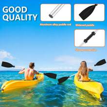1 Pair Adjustable Aluminum Alloy Kayak Paddles, Beach Essentials, Beach Accessories, Pool Float - Black - View 2