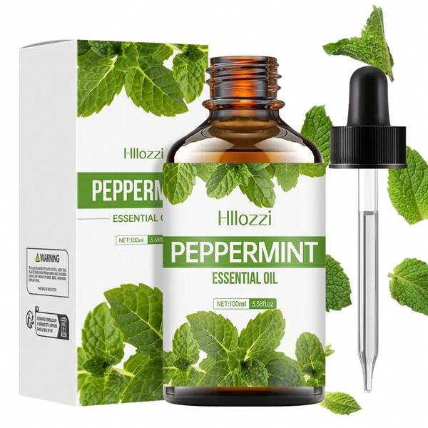 Hllozzi 30ml/60ml/100ml Plant-Based Peppermint Essential Oil, Long-Lasting Aroma, For Diffuser, Suitable For Face, Hair, Skin, Body, Gifts, Convenient For Home & Travel