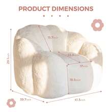 MAXYOYO Adult Bean Bag Chair,Loveseat  Or Single Floral Bean Bag Sofa, Super Soft Loveseat, Living Room Bedroom Faux Fur Reading Chair, Beige - Beige - View 7