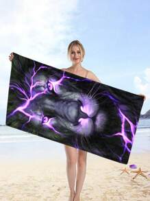 1 件玫瑰狼图案沙滩巾，超强吸水速干游泳巾，轻盈柔软的沙滩毯，适合海滩、游泳、户外、露营、旅行，是理想的海滩必备品，是送给家人和朋友的夏季旅行、假期浴室装饰的绝佳礼物