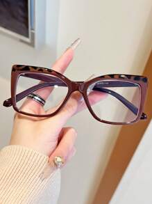 1 Pair Fashion Women Decorative Glasses, Leopard Print Frame Eyeglasses, Suitable For All Seasons, Parties, And Gatherings