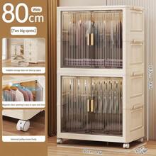 Foldable Wardrobe Cabinet, Plastic Multi-Layer Storage Rack, No Assembly Required - Transparent - View 25