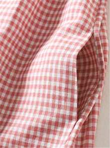 女士春夏无袖格子连衣裙，纽扣设计，宽松版型，乡村/波西米亚风格，适合度假、商务休闲等场合，优雅粉色 - 粉色 - 查看 5