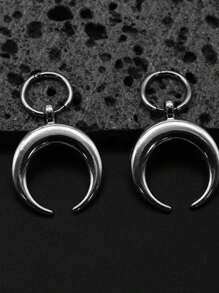 2pcs/Set Minimalist Vintage Gothic Punk Moon Pendant Earrings, Suitable For Women Daily Wear
