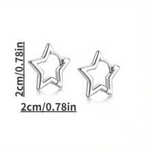 1 Pair Minimalist Star Design Hoop Earrings - Silver - View 3