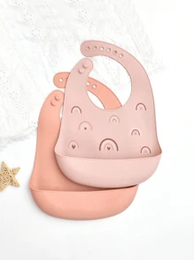 2 Piezas Baberos Impermeables Y A Prueba De Fugas Para Bebé De Silicona, Unisex - Multicolor - Ver 8