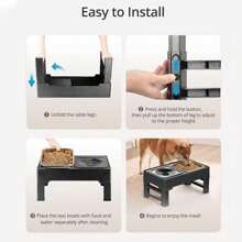 1pc Stainless Steel Foldable Pet Food Bowl, Black, Dog/Cat Water Feeder Dish