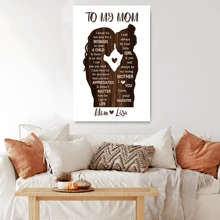 1pc Framed Canvas Poster, Laser - Cut - Style Mom - Daughter Silhouette With Appreciation Message Wall Art Canvas Paintings, Ideal Gift For Bedroom Living Room Corridor, Wall Art, Room Decoration