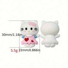 Sanrio Hello Kitty 2pcs 3D Silicone Bead Set - DIY Jewelry Crafting Supplies For Fashionable Keychain, Bracelet & Necklace - Handmade, Don't Kill