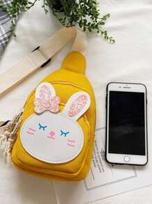 1pc Nylon Zipper Closure Korean Children'S Bag Girls Messenger Bag Fashionable Princess Girl Baby Cute Bunny Chest Bag, Comfortable And Adjustable Shoulder Straps, Versatile And Not Picky, Suitable For Outdoor, Play, Commuting, School Use, A Perfect Gift For Girls - Cartoon Chest Bag - View 9