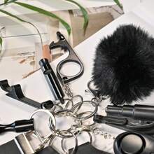 Self Defense Key Chain Set For Women Key Chain Full Set With Personal Alarm, Knife Key Chain Accessories Birthday Gifts For Mom Women Girls Casual Halloween Car Accessories Bag Charm School Cute Goth Bag Accessories Lanyards With Id Holder Car Accessories Bag - 彩色 - 查看 3