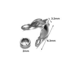 100 Stücke/Los Edelstahl Quetschperlen Kappen Knoten-Abdeckungen Muschel Umklapp-Perlen-Kappen mit Endkappen für Schmuckherstellung Kunsthandwerk DIY