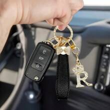 Zinc Alloy Butterfly Decor Car Key Chain With 26 Letter Charms - Personalized Key Chain, Practical And Fashionable