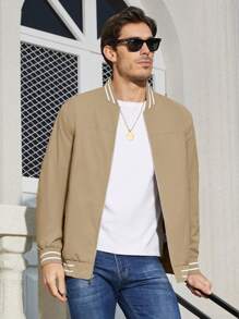 FASBUCO 男友风男士薄款飞行员夹克春秋季飞行员外套全拉链休闲棒球外套