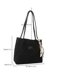 2025 Summer New Fashion Large Capacity Shoulder Handbag Women Commute Tote Bag With Free Scarf (Scarf Color Randomly Delivered)