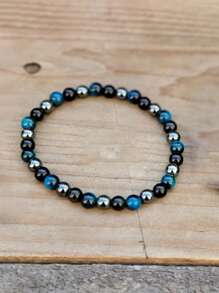 1pc Men's Triple Protection Bracelet , Tigers Eye, Hematite, Obsidian Protective And Grounding, Absorbs Negative Energies Beaded Jewelry Gifts For Women Men - Multicolor - View 8