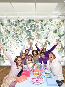 1 Stück Wandfotohintergrund mit grünen Eukalyptusblättern, Aquarell Frühling Natur Party Banner 150 * 100 cm / 210 * 150 cm / 270 * 180 cm, für Innen- und Außenbereich, Baby-Dusche, Geburtstag, Hochzeit Fotohintergrund