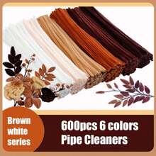 601pcs 6 Colors Purple Pink Blue Green Brown White Series Pipe Cleaner Set With 1 Tutorial Video, DIY Pipe Cleaners Bulk, Encrypted Chenille Stems, Pipe Cleaners For Crafts, Pipe Cleaner Crafts Art And Craft Decoration Chenille Stems Supplies, Mother's Day Gift - Multicolor - View 18