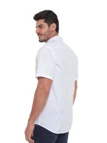 Rand paul Men's Slim Fit Short Sleeve Plain Dress Shirt With Pocket - 白色 - 查看 7