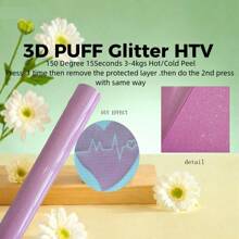 1 PIEZA Vinilo termotransferible DIY con brillo 3D PUFF