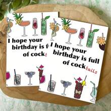 1pc Funny Birthday Card, Happy Birthday Card, Funny "I Hope Your Birthday Is Full Of Cocktails" Birthday Card, Something Unusual - Multicolor - View 7