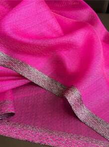 1 pieza Estilo coreano Pañuelo largo de satén de imitación de seda con lentejuelas doradas de marca de lujo para primavera y verano, unicolor, chal envolvente para mantener el calor y proteger el cuello, hijab, moda para la playa, femenino, nuevo complemento, adecuado para uso diario