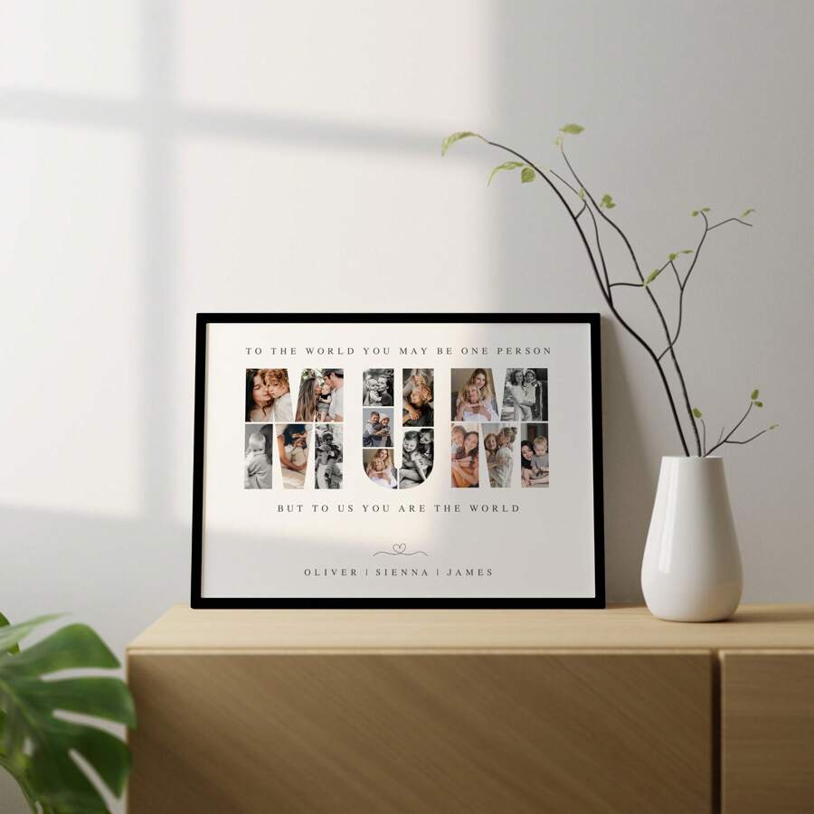 Customizable Mother's Photo Collage Template, Gift For Mom, Mother's Day Gift, Birthday Gift - Beige - View 1