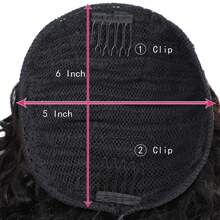 Extensiones de cola de caballo con cordón y clip para cabello humano, para mujeres, rizado, ondulado, grueso, aspecto natural, liso y rizado. - Natural Black - Ver 8