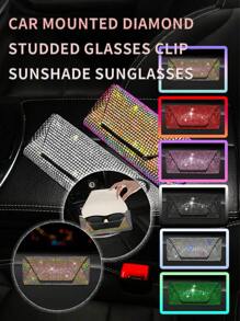 1 pièce Étui à lunettes décoratif avec strass, boîte de rangement pour lunettes