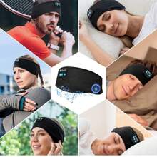 HITOZON 无线运动耳机，配备超薄高清立体声扬声器，男女通用，适合睡眠、锻炼、慢跑、瑜伽、失眠、航空旅行、冥想等多种场合。 - 黑色 - 查看 8