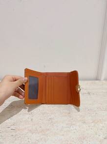 Litchi Texture Trifold Compact Wallet For Women Wallet Mini Wallet Purse Wallet Small Wallet Wallet Wallet - Brown - View 6