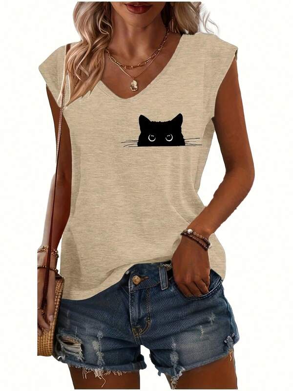 V-Ausschnitt Lässig locker sitzende Kurzarm T-Shirt für Frauen, vielseitige Unterziehwäsche