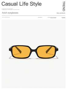 1 pièce Lunettes de style vintage avec cadre rectangulaire, mode pour hommes, tenues décontractées, convient pour la sortie, les vacances d'été à la plage, l'extérieur, les voyages