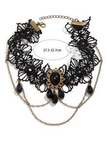 1 pièce Chaîne de bras gothique vintage en dentelle, bracelet multicouche à pompons en forme de larme, convient pour le port quotidien des femmes, les robes de bal de danse