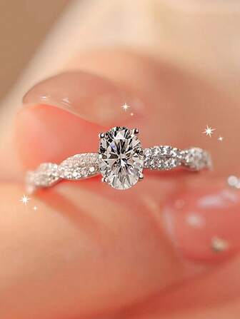 1pc S925 Sterling Silver Luxury Micro-Inlaid Zirconia Spiral Criss-Cross Engagement Ring, Suitable For Dating, Party, Wedding Proposal, Gift For Girlfriend/Best Friend, High-Quality Jewelry