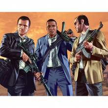 1 pièce Affiche murale avec cadre en option, Pop Art GTA 5 Vices, la capitale sainte, 5 stars, bon citoyen, trio de voyous, photo de groupe magnifique. Collection d'affiches artistiques à décorer la salle de jeu. Peinture HD cadeau de décoration