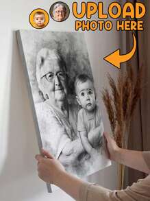 Catygift 定制照片水彩画，将挚爱之人融入画作，个性化帆布装裱，海报墙饰，照片定制纪念全家福，贴心慰问爷爷的艺术礼物，多功能，装饰性强，可重复使用，精致时尚，高品质，色彩丰富，现代简约，可定制，个性化，独一无二，送给他的理想礼物，送给她的理想礼物，送给男友、爸爸、女友、妈妈、家人、朋友，茶室，家居，花园，办公室，周年纪念日，情人节，母亲节，生日，父亲节，毕业典礼，婚礼，乔迁之喜，家居焕新，定制墙饰，家居生活，圣诞氛围，纪念品，可重复使用，可爱，高品质