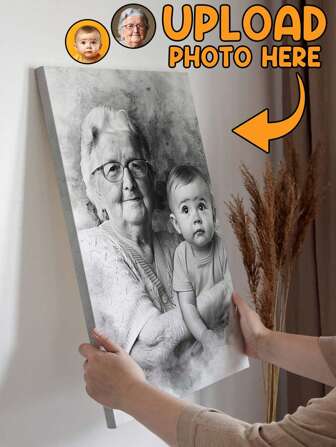 Catygift Custom Photo Combine Watercolor Painting Of Loved Ones, Personalized Wrapped Canvas, Poster Wall Art, Custom Commemorative Family Portrait From Photo, Thoughtful Bereavement Art Gift For Grandpa,Multi-Functional, Ornamental,Reusable,Exquisite,Stylish,High-Quality,Colorful,Modern,Custom,Personalized,Unique,Ideal Gifts For Him,Ideal Gifts For Her,Boyfriend,Dad,Girlfriend,Mom,Family,Friends,Tea Room,Home,Garden,Office,For Anniversaries,For Valentine's Day,For Mother's Day,For Birthdays,For Father's Day,For Graduation,For Weddings,For Housewarming,Home Refresh,Customized Wall Art,Home & Living,Christmas Home Atmosphere,Souvenirs,Reusable,Adorable,High-Quality,Elegant Living,Artful Living