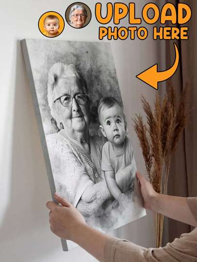 Catygift Benutzerdefiniertes Foto kombiniert mit Aquarellmalerei von Angehörigen, personalisierte Leinwand, Poster Wandkunst, benutzerdefiniertes Erinnerungsfamilienporträt aus Foto, sinnvolles Trauerkunstgeschenk für Großvater, multifunktional, dekorativ, wiederverwendbar, exquisit, stilvolle, hochwertige, farbenfrohe, moderne, benutzerdefinierte, personalisierte, einzigartige, ideale Geschenke für ihn, ideale Geschenke für sie, Freund, Vater, Freundin, Mutter, Familie, Freunde, Teeraum, Zuhause, Garten, Büro, für Jahrestage, für Valentinstag, für Muttertag, für Geburtstage, für Vatertag, für Abschluss, für Hochzeiten, für Einweihung, Zuhause Refresh, angepasste Wandkunst, Wohnen & Leben, Weihnachtsheimstimmung, Herbst Zuhause Refresh, skandinavisches gemütliches Zuhause, warme Atmosphäre, Zuhause Harmonie