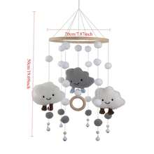 1 件装可爱云朵绒球风铃婴儿床铃装饰挂饰适用于儿童房 - 彩色 - 查看 2