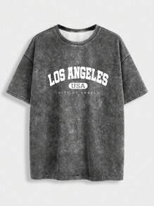 1 件男童和青少年休闲户外简约水洗 T 恤，春/夏 - 深灰色 - 查看 3