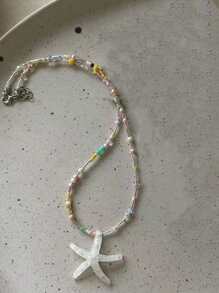 1 件波西米亚风格彩色串珠海星树脂项链，适合女士，非常适合夏季海滩度假 - 彩色 - 查看 14