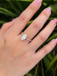 1 pièce Anneau de fiançailles en argent sterling haute étincelle cœur romantique mode. Bijoux fins, cadeau de la Saint-Valentin pour la petite amie, bijoux pour femmes