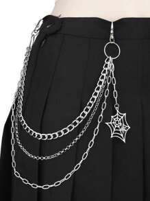 1pc Fashionable Punk Style Vintage Multi-Layer Spider Web Chain Belt Waist Chain, Suitable For Men And Women