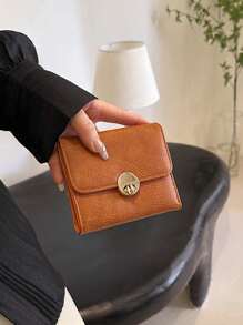 Litchi Texture Trifold Compact Wallet For Women Wallet Mini Wallet Purse Wallet Small Wallet Wallet Wallet - Brown - View 4