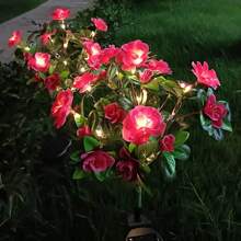 太阳能户外装饰灯，杜鹃花太阳能灯，户外花园太阳能花灯，适用于草坪和花园装饰照明 - 彩色 - 查看 6
