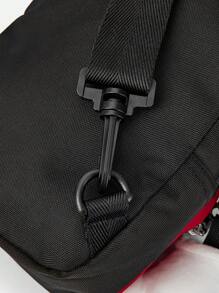 Balabala 兒童卡通吊帶包-可愛的3D耳朵設計斜挎揹包，適合男孩和女孩的輕便可調節單肩包 - 黑紅色調 - 查看 4