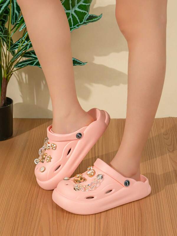 Women's Outdoor/Commuting DIY Openwork Sandals, Versatile High-Elastic Odorless EVA One-Piece Design, Fashionable Anti-Slip Wear-Resistant DIY Openwork Slippers, Shock-Absorbing Soft & Comfortable Odor-Resistant