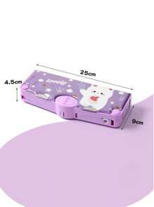 1 件随机卡通多功能文具盒，创意双层大容量简约铅笔盒，个性化笔盒，适合学生、女孩和儿童返校，铅笔袋，书包 - 紫色 - 查看 11