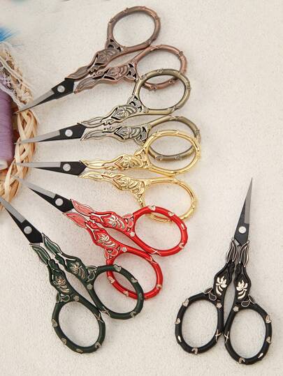 Paslanmaz Çelik Vintage Nakış Makası, Çarpı Dikiş, Dikiş, Sanat, Düzeltme, Kaş Düzeltme, Kirpik Düzeltme, Burun ve Sakal Düzeltme, Kendin Yap Projeleri İçin Uygundur - Çiçek Dekoru Bambu/Orkide Tasarımı